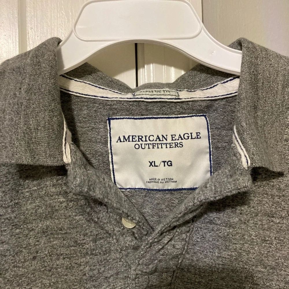 American Eagle Outfitters Men's Heather Gray Polo - Picture 3 of 4